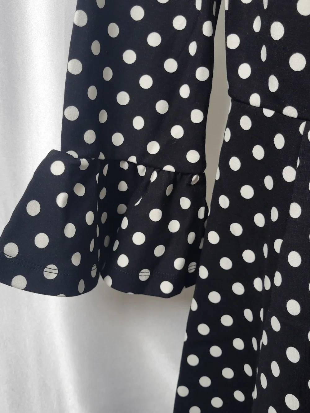 Kate Spade New York Polka Dot Fit & Flare Dress Bell Sleeve Black White S